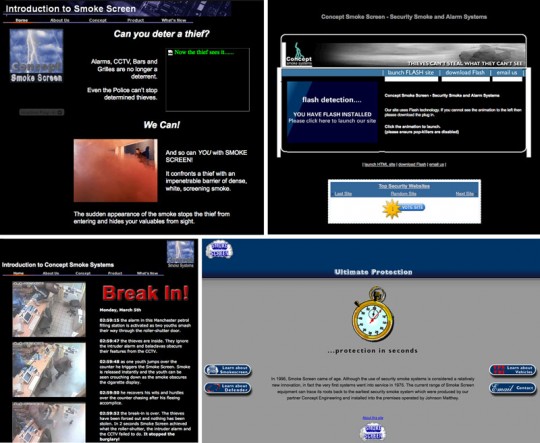 Smoke Screen websites from across the years